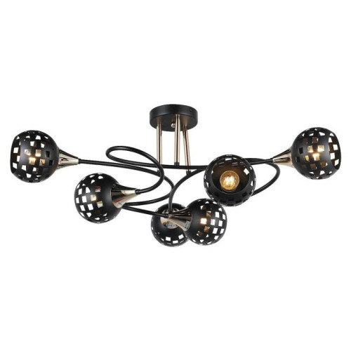 Люстра потолочная Е27 6*60Вт MD.19074-6-S-BK+FGD