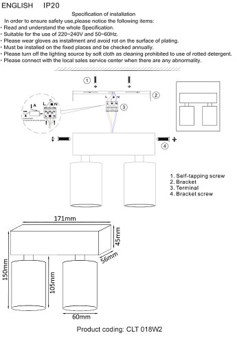 Светильник спот Crystal Lux Clt 018 CLT 018W2 WH
