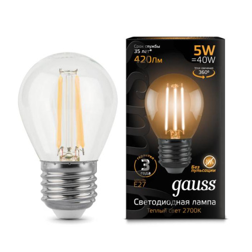 Светодиодные лампочки Gauss 105802105 (E27)  (5Вт)  (2700K) 