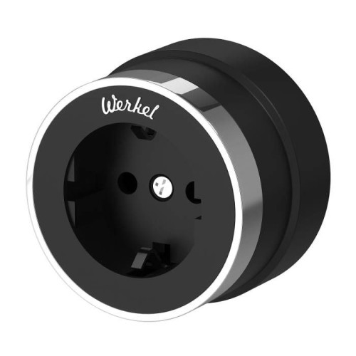 Розетка Werkel W5871051/ Розетка с заземлением Vintage (черный матовый/хром)