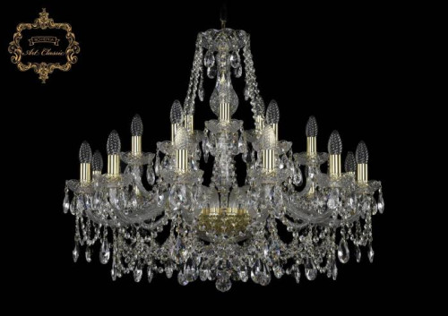 Подвесная хрустальная люстра 11.25 Art Classic 11.25.12+6+3.300.Gd.Sp
