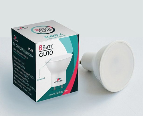 Светодиодные лампочки Italline TP GU10/8W/3000K matt (LED)  (Сменная лампа 8   (макс.)Вт)  (3000K) 