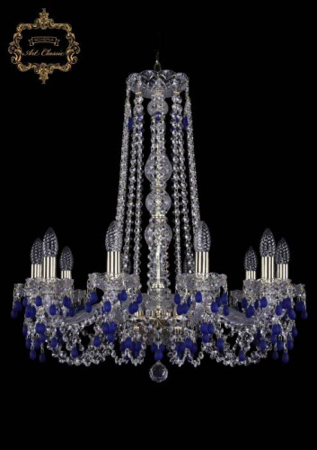 Подвесная хрустальная люстра 11.24 Art Classic 11.24.10.220.h-70.Gd.V3001