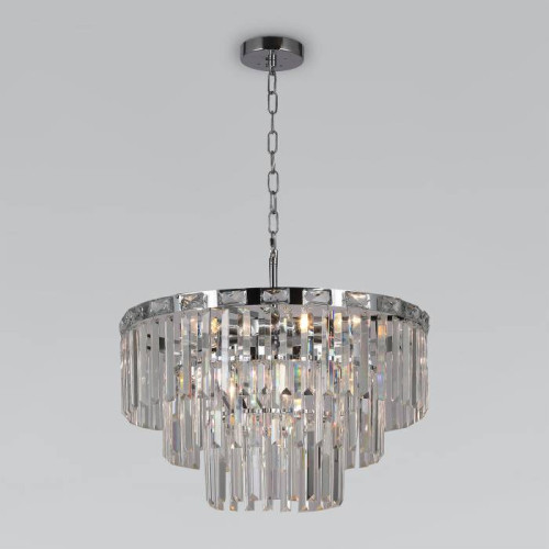 Подвесная люстра Eurosvet Elegante 10130/8 хром/прозрачный хрусталь Strotskis Smart