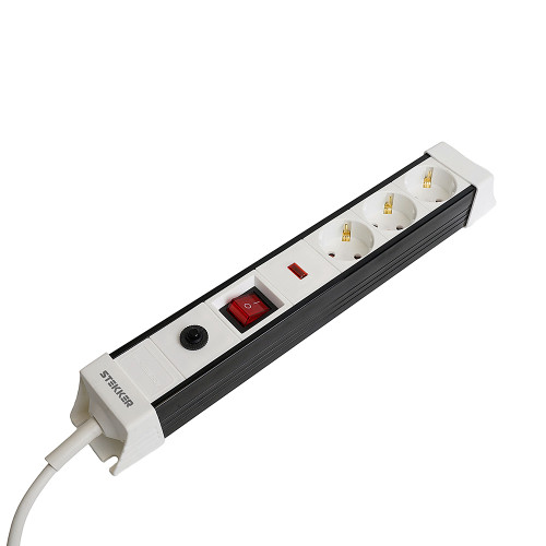 Сетевой фильтр 3-местный с/з 3x1мм2, 5 м, Stekker Techno 50146