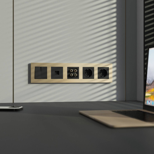 Рамка Werkel W0052911/ Рамка на 5 постов Slab (шампань софт)