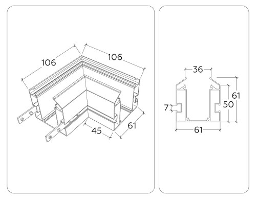Коннектор угловой для корпуса в натяжной потолок Ambrella Magnetic 220V GL1043