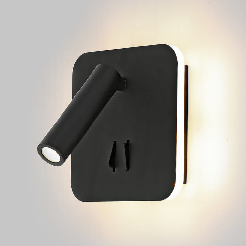 Светильник светодиодный квадратный с подсветкой 3W + 9W настенный 220V, 3000K, Черный IL.0005.2101 BK