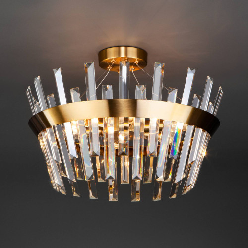 Потолочная люстра Eurosvet Steccato 10111/5 золотая бронза / прозрачный хрусталь Strotskis Smart