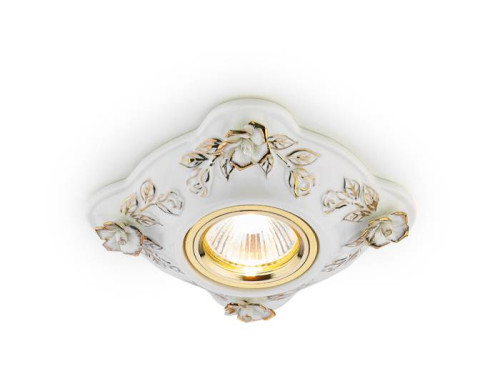 Встраиваемый светильник с цветочками Дизайн с Узором и Орнаментом Гипс D5504 W/GD Ambrella