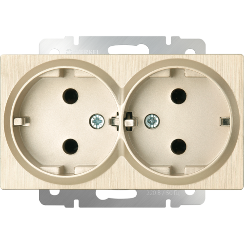 Розетка Werkel W1172010/ Розетка двойная с заземлением (шампань рифленый)
