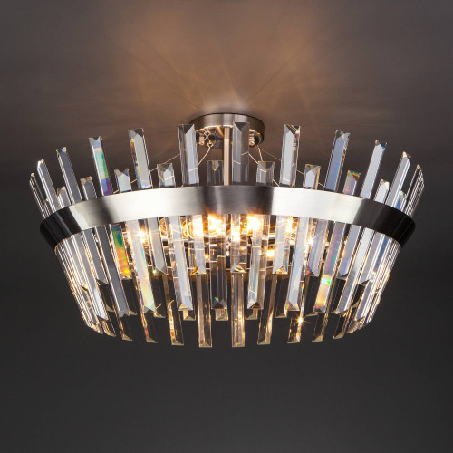 Потолочная люстра Eurosvet Steccato 10111/8 сатин-никель / прозрачный хрусталь Strotskis Smart