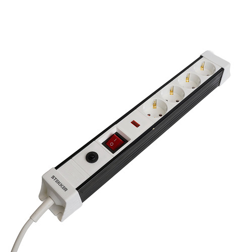 Сетевой фильтр 4-местный с/з 3x1мм2, 1,8 м, Stekker Techno 50147