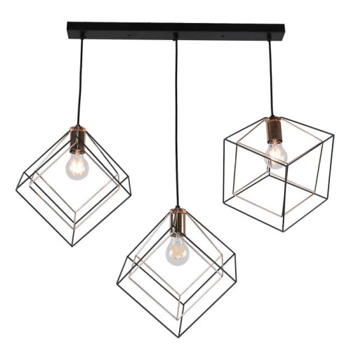 Светильник подвесной IMEX Quatro MD.0830-3-P BK+FGD