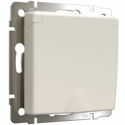 Розетка Werkel W1171262/ Розетка с заземлением и шторками c крышкой IP44 (айвори матовый)