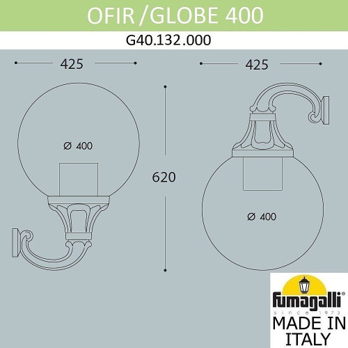 Уличный настенный светильник Fumagalli Globe 400 G40.132.000.AYE27