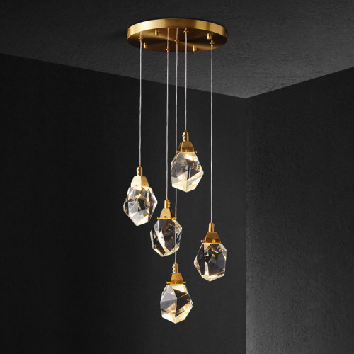 Светильник подвесной Delight Collection Crystal rock II 9701P/5R brass