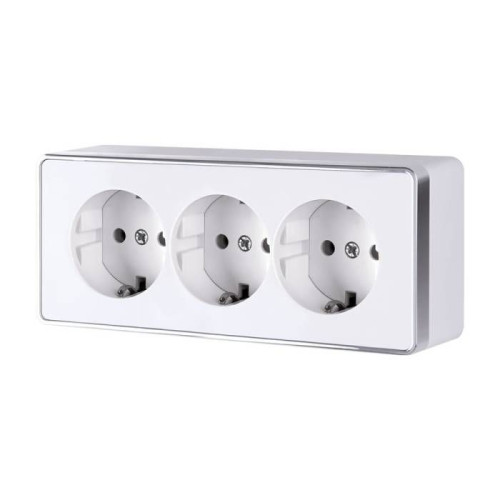 Розетка Werkel W5073101/ Розетка тройная с заземлением и шторками Gallant (белый)