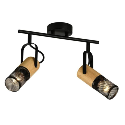 Спот настенно-потолочный E14 2*40W черный+светлое дерево SP.045-62-18