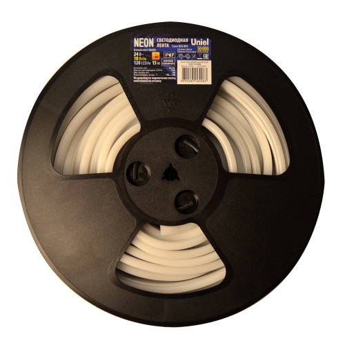 Светодиодный шнур Uniel ULS-N11-2835-120LED/m-8mm-IP67-DC24V-10W/m-15M-4000K катушка в герметичной упаковке