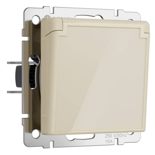 Розетка Werkel W1171243/ Розетка влагозащ. с зазем. с защит. крышкой и шторками (айвори акрил)
