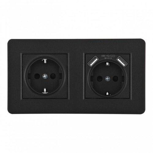 Розетка Arte Milano Set16-2 SET16-2-47-1-40-1 black