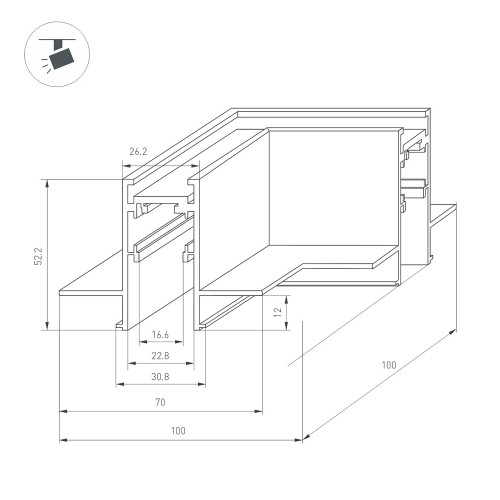 Угловой коннектор для встраиваемого трека Arlight Mag-Orient 033639