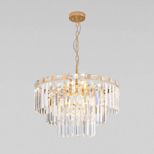 Подвесная люстра Eurosvet Elegante 10130/8 золото/прозрачный хрусталь Strotskis Smart