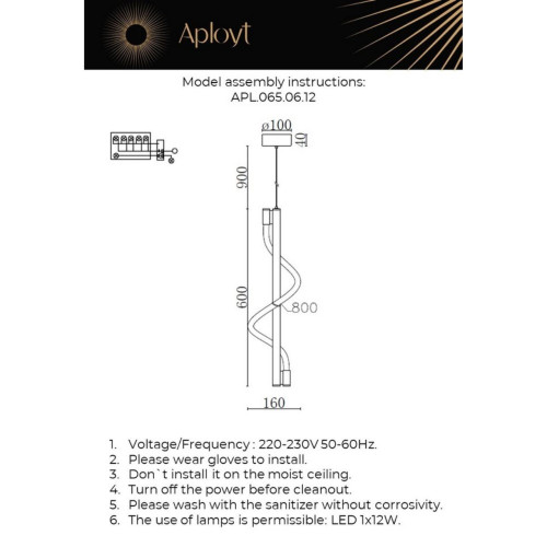 Светильник подвесной Aployt Luki APL.065.06.12