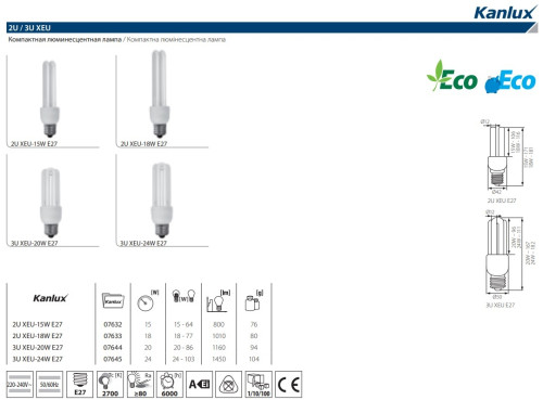 Лампа люминесцентная Kanlux 3U 7645