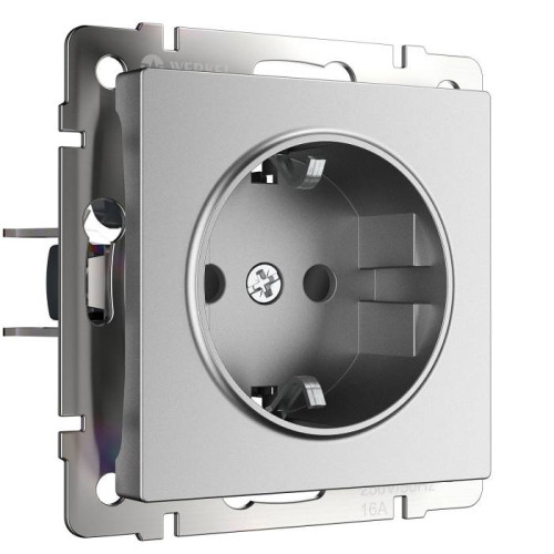 Розетка Werkel W1171165/ Розетка с заземлением и шторками (серебряный матовый)