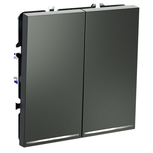 Проходной переключатель двухклавишный с подсветкой Voltum S70 VLS020406