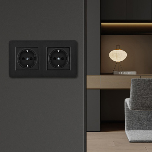 Розетка Arte Milano Set16-2 SET16-2-40-1x2 black