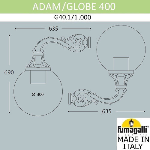 Уличный настенный светильник Fumagalli Globe 400 G40.171.000.AYE27
