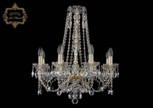Подвесная хрустальная люстра 11.21 Art Classic 11.21.8.200.h-65.Gd.Sp
