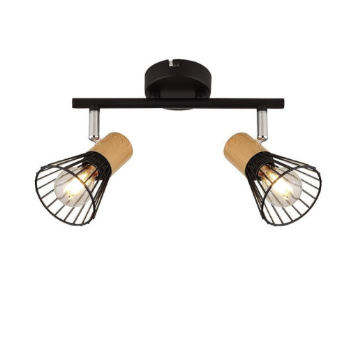 Светильник Спот Е14 2*60Вт, BK+WOOD SP.038-62-18