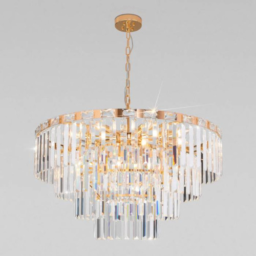 Подвесная люстра Eurosvet Elegante 10130/10 золото/прозрачный хрусталь Strotskis Smart