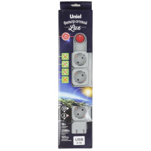 Удлинитель Uniel S-GSL5-3U GREY