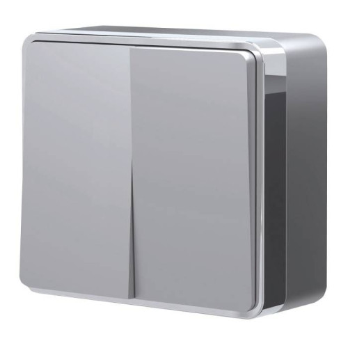 Выключатель Werkel W5020006/ Выключатель двухклавишный Gallant (серебряный)