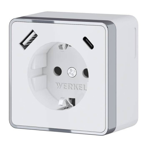 Розетка Werkel W5071701/ Розетка с заземлением, шторками и USB тип A+C Gallant (белый)