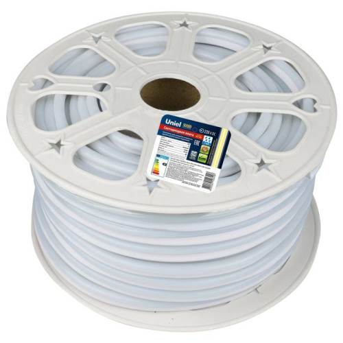 Светодиодный шнур Uniel ULS-N21-2835-120LED/m-8mm-IP67-220V-8W/m-50M-YELLOW бобина