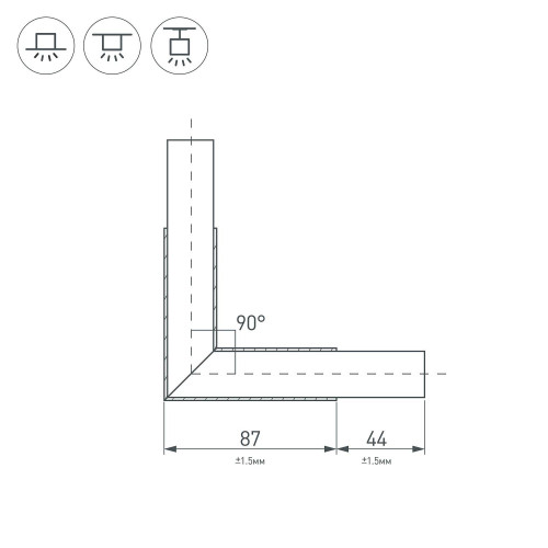 Прямой угол в сборе для соединения 2-х профилей PLS-LOCK-H25 Arlight 026133