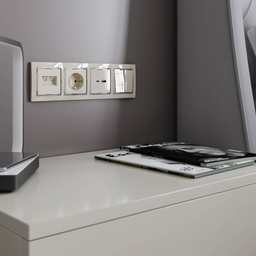 Рамка Werkel W0041903/ Рамка на 4 поста Snabb (слоновая кость/хром)