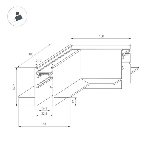 Угловой коннектор для встраиваемого трека Arlight Mag-Orient 035808