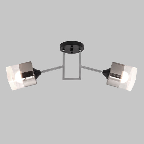 Люстра потолочная, 2*E27, черный+хром MD.2184-2-S-BK+CH