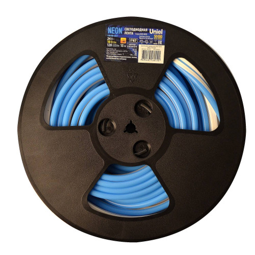 Светодиодный шнур Uniel ULS-N11-2835-120LED/m-8mm-IP67-DC24V-10W/m-15M-BLUE катушка в герметичной упаковке