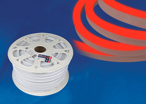Светодиодный шнур Uniel ULS-N21-2835-120LED/m-8mm-IP67-220V-8W/m-50M-RED бобина