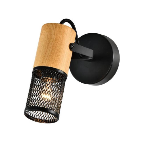 Спот настенно-потолочный E14 1*40W черный+светлое дерево SP.045-11-18