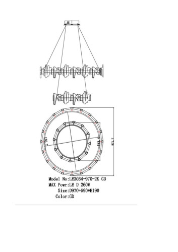 Подвесная люстра LEON Jamila LE3034/770-2K GD