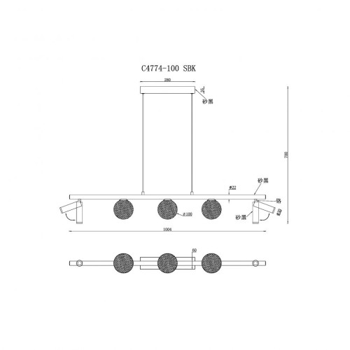 Светильник подвесной ILedex Telescope C4774-100 SBK